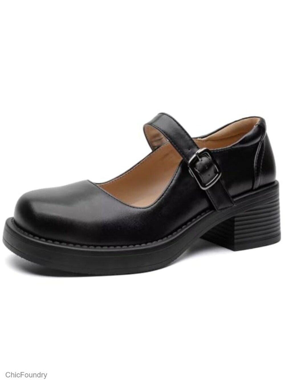 Gothic Square Toe Mary Jane Heels Women's Block Heel Ankle Strap Oxford